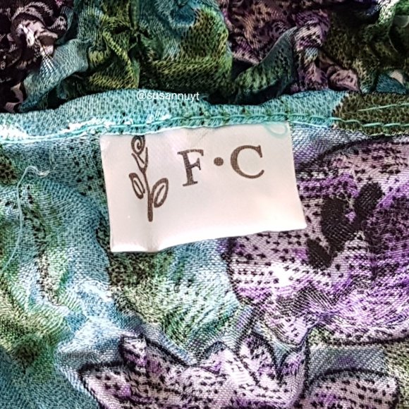 Trending F.C Jewel-Tone Blue-Purple-Green Stretch Popcorn Coquette Top ♥️ - Picture 4 of 4
